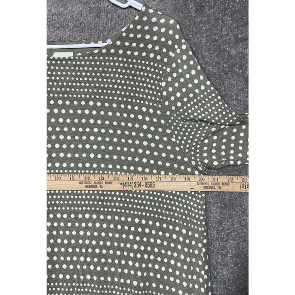 Chicos Striped Dots Easy Tee Top Womens Size 2 US Sz 12 Green Stretch Scoop Neck - Picture 5 of 6